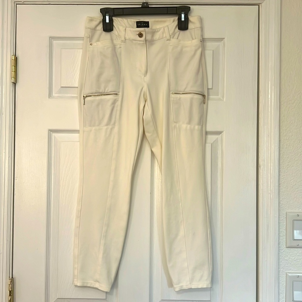 White House Black Market skinny stretch ankle pants size 8 ivory